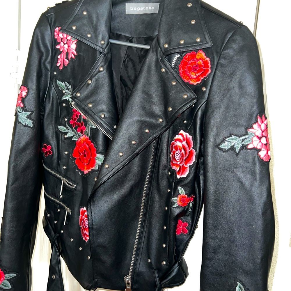 Black embroidered studded jacket
